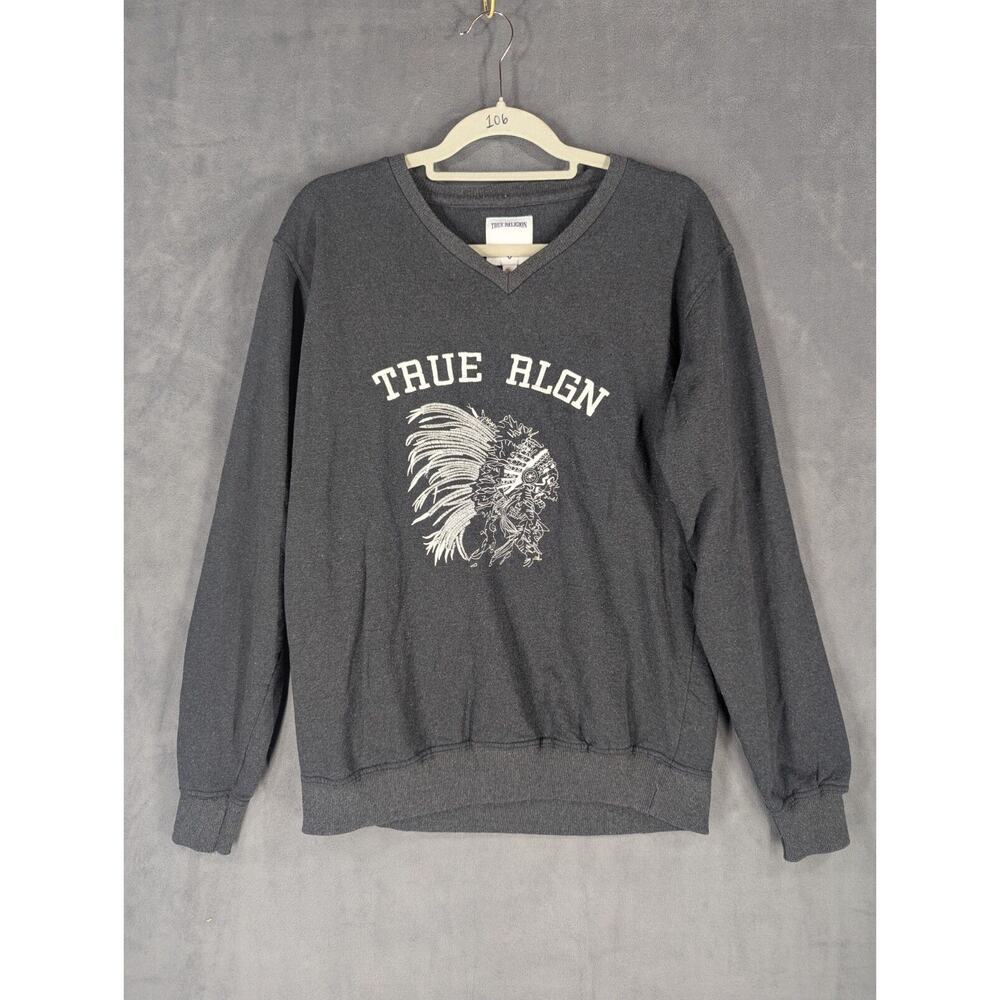 True Religion Gray Sweater Sweatshirt Mens Long Sleeve XL